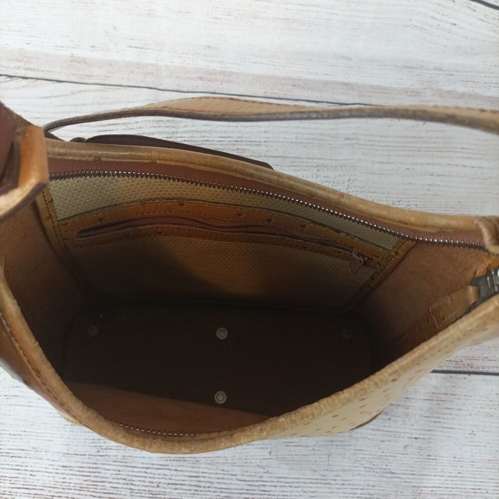 Donney & Bourke Ostrich Hobo Bag Purse Tan Brown Leather - Picture 4 of 5
